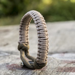 Viking Bracelet + Silver Mjolnir // Coyote + Olive (6"L)