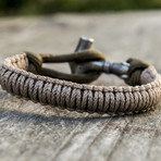 Viking Bracelet + Silver Mjolnir // Coyote + Olive (6"L)