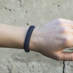 Viking Bracelet + Silver Mjolnir // Dark Blue + Blue (6"L)