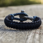 Viking Bracelet + Silver Mjolnir // Dark Blue + Blue (6"L)