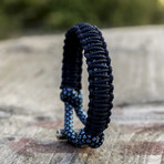 Viking Bracelet + Silver Mjolnir // Dark Blue + Blue (6"L)