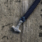 Viking Bracelet + Silver Mjolnir // Dark Blue + Blue (6"L)