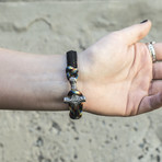 Viking Bracelet + Silver Mjolnir // Black + Colored (6"L)