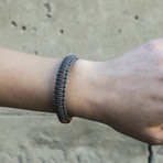 Viking Bracelet + Silver Mjolnir // Gray + Orange (6"L)