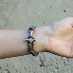 Viking Bracelet + Silver Mjolnir // Gray + Orange (6"L)