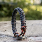 Viking Bracelet + Silver Mjolnir // Gray + Orange (6"L)