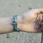 Viking Bracelet + Silver Mjolnir // Light Green (6"L)