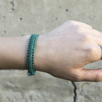 Viking Bracelet + Silver Mjolnir // Light Green (6"L)