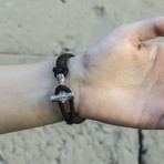 Viking Bracelet + Silver Mjolnir // Olive + Black (6"L)