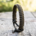 Viking Bracelet + Silver Mjolnir // Olive + Colored (6"L)