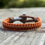 Viking Bracelet + Silver Mjolnir // Orange (6"L)