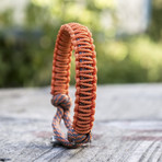 Viking Bracelet + Silver Mjolnir // Orange (6"L)