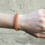 Viking Bracelet + Silver Mjolnir // Orange (6"L)