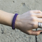 Viking Bracelet + Silver Mjolnir // Purple + Black (6"L)