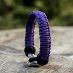 Viking Bracelet + Silver Mjolnir // Purple + Black (6"L)