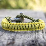 Viking Bracelet + Silver Mjolnir // Yellow (6"L)