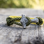 Viking Bracelet + Silver Mjolnir // Yellow (6"L)