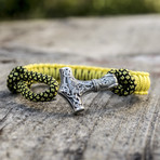 Viking Bracelet + Silver Mjolnir // Yellow (6"L)