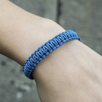 Viking Bracelet + Silver Mjolnir // Sky Blue + Black (6"L)