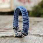 Viking Bracelet + Silver Mjolnir // Sky Blue + Black (6"L)