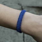 Viking Bracelet + Silver Mjolnir // Blue + White (6"L)