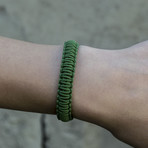 Viking Bracelet + Silver Mjolnir // Green (6"L)