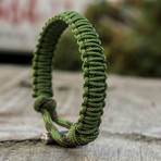 Viking Bracelet + Silver Mjolnir // Green (6"L)