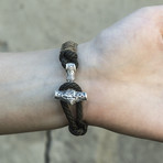 Viking Bracelet + Silver Mjolnir // Olive + Coyote (6"L)