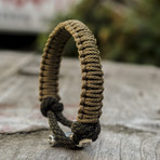 Viking Bracelet + Silver Mjolnir // Olive + Coyote (6"L)