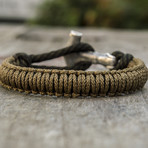 Viking Bracelet + Silver Mjolnir // Olive + Coyote (6"L)