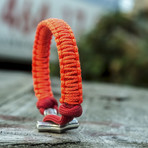 Viking Bracelet + Silver Mjolnir // Pink + Red (6"L)