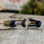 Viking Bracelet + Silver Mjolnir // Purple + Coyote (6"L)