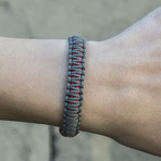 Viking Bracelet + Silver Mjolnir // Red + Gray (6"L)