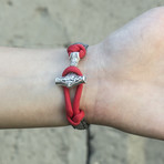 Viking Bracelet + Silver Mjolnir // Red + Gray (6"L)