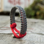 Viking Bracelet + Silver Mjolnir // Red + Gray (6"L)