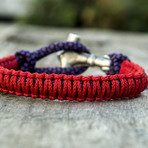 Viking Bracelet + Silver Mjolnir // Red + Purple (6"L)