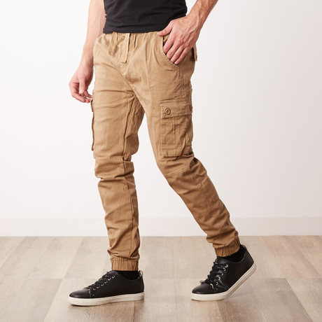 Cotton Blend Twill Cargo Joggers // Timber (S)