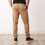 Cotton Blend Twill Cargo Joggers // Timber (S)