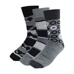 Ian Dress Socks // Gray + Black  // 3 Pack