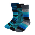 Jarvis Stripe Dress Socks // Light Blue // 3 Pack