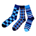 Philip Blue Geometric Dress Socks  // 3 Pack