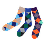 Sung Colorful Argyle Dress Socks // 3 Pack