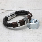 Woven Braided Leather Bracelet (Brown)