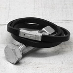 Leather Wrap Bracelet // Black // 8"