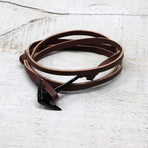 Anchor Leather Wrap Bracelet // Brown