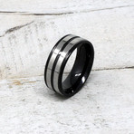 Grooved Two-Tone Ring // Black (Size 8)