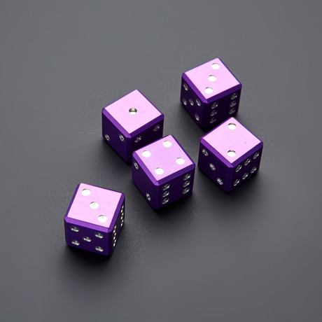 D6 Gravity Dice // Set of 5 + Bag // Purple