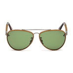 Tod's // Men's Aviator Sunglasses // Dark Havana + Green