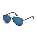 Tod's // Men's Aviator Sunglasses // Grey + Smoke Mirror