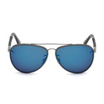 Tod's // Men's Aviator Sunglasses // Grey + Smoke Mirror